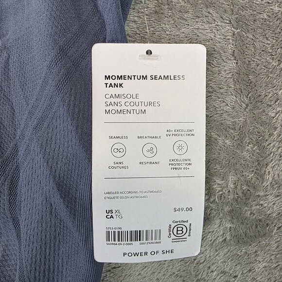Athleta Momentum Seamless Tank Top Womens XL Blue Scoop Neck Racerback Camisole - Picture 4 of 11